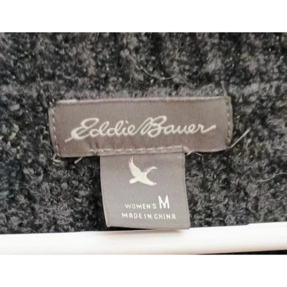 Eddie Bauer Women's Medium Gray Rib Knit Sweater Crew Neck Long Sleeve Pullover